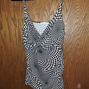 Portmans Black and White Abstract/Checkered Tank size Large